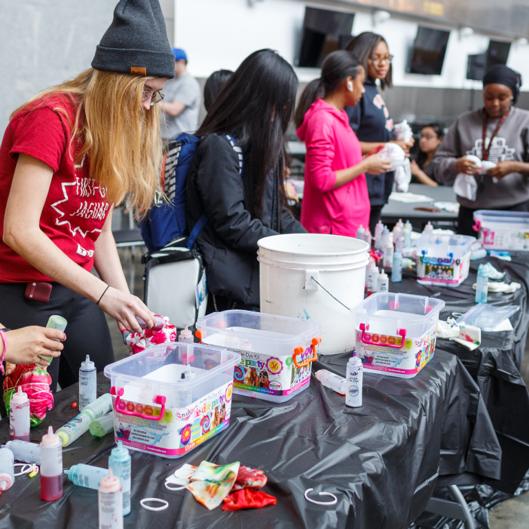 Students at a student organization event.