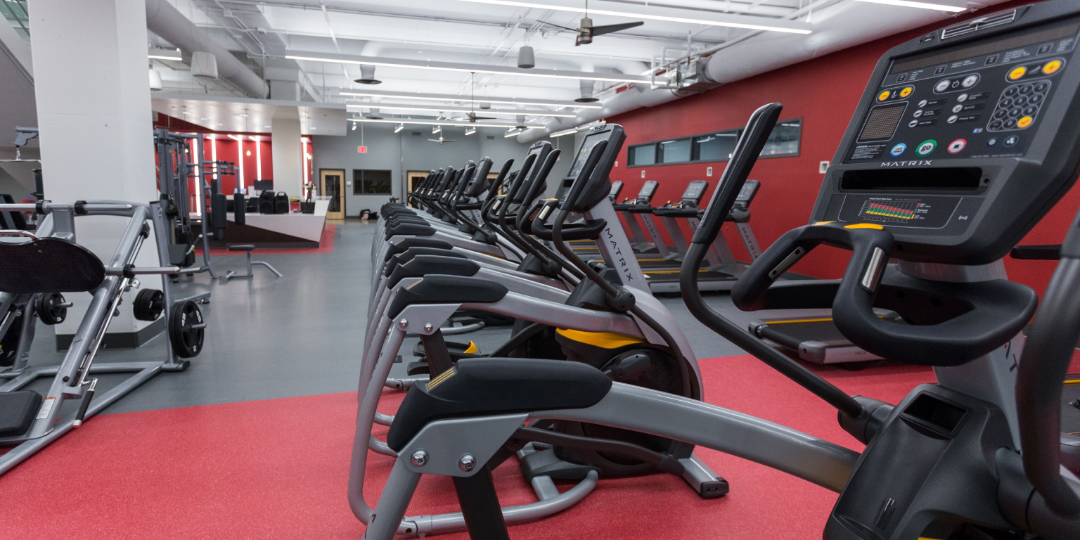 Photo of campus recreations workout area.